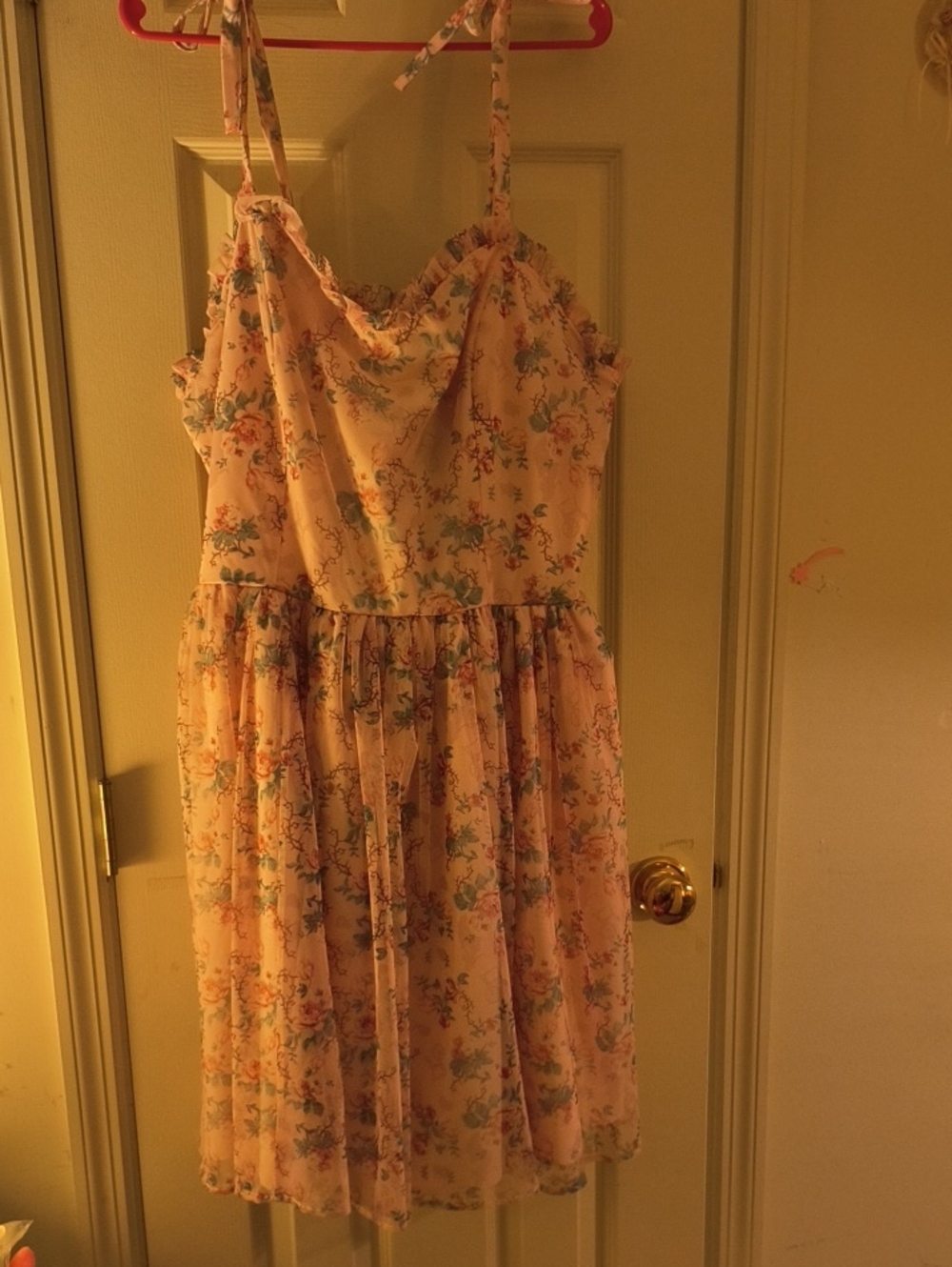Women's Aurora Plus Size Pink Floral Spaghetti-Strap Dress
